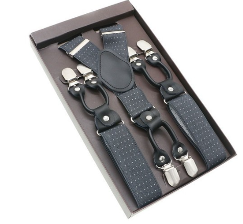 Tirantes de piel auténtica para hombre - 6 Clips