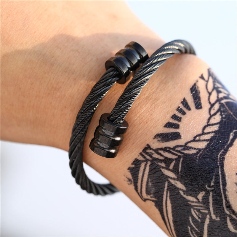 Pulsera de acero inoxidable estilo Hip Hop para hombres