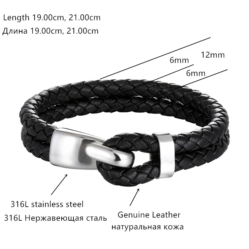 Pulsera de cuero multicapa para hombres y mujeres