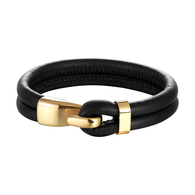 Pulsera de cuero multicapa para hombres y mujeres