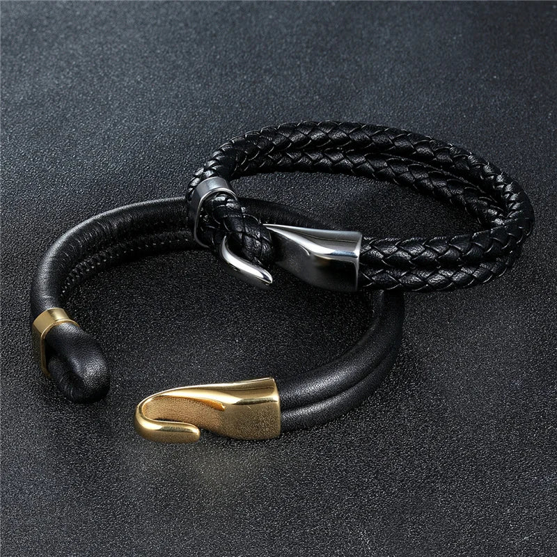 Pulsera de cuero multicapa para hombres y mujeres