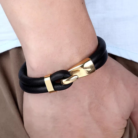 Pulsera de cuero multicapa para hombres y mujeres