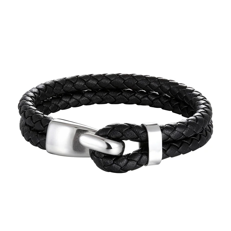 Pulsera de cuero multicapa para hombres y mujeres