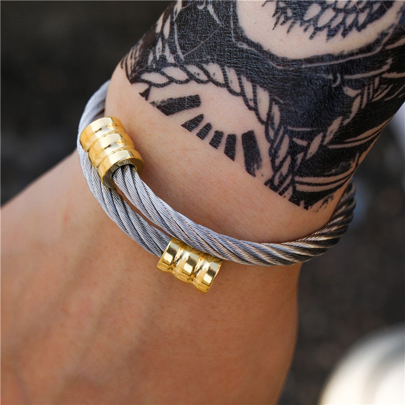 Pulsera de acero inoxidable estilo Hip Hop para hombres