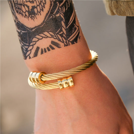 Pulsera de acero inoxidable estilo Hip Hop para hombres