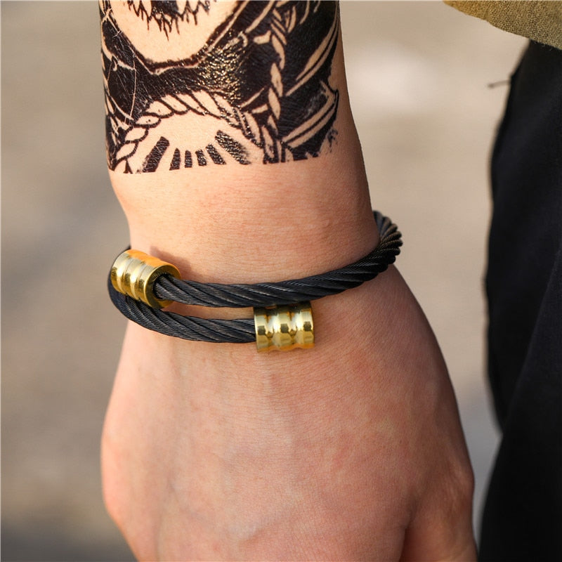 Pulsera de acero inoxidable estilo Hip Hop para hombres