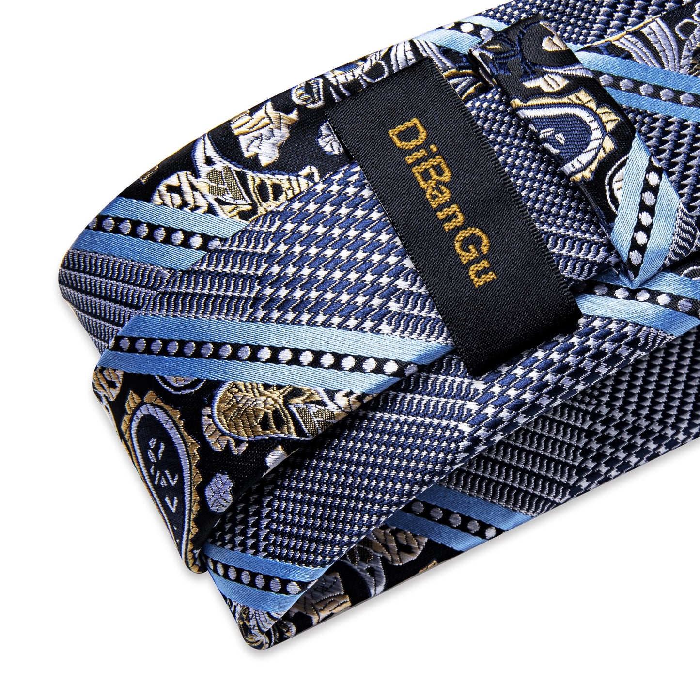 Designer Striped Floral Paisley Light Blue Silk Ties for Bussiness Men