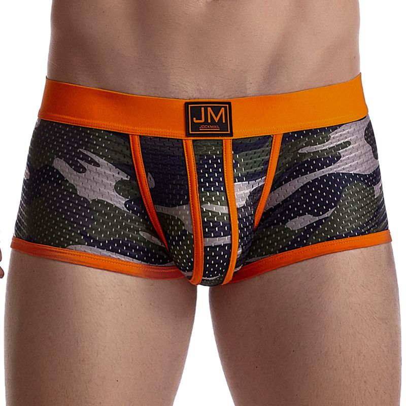 Ropa interior Sexy Gay para hombre, calzoncillos de malla de camuflaje