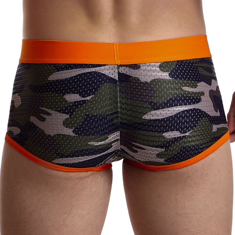 Ropa interior Sexy Gay para hombre, calzoncillos de malla de camuflaje