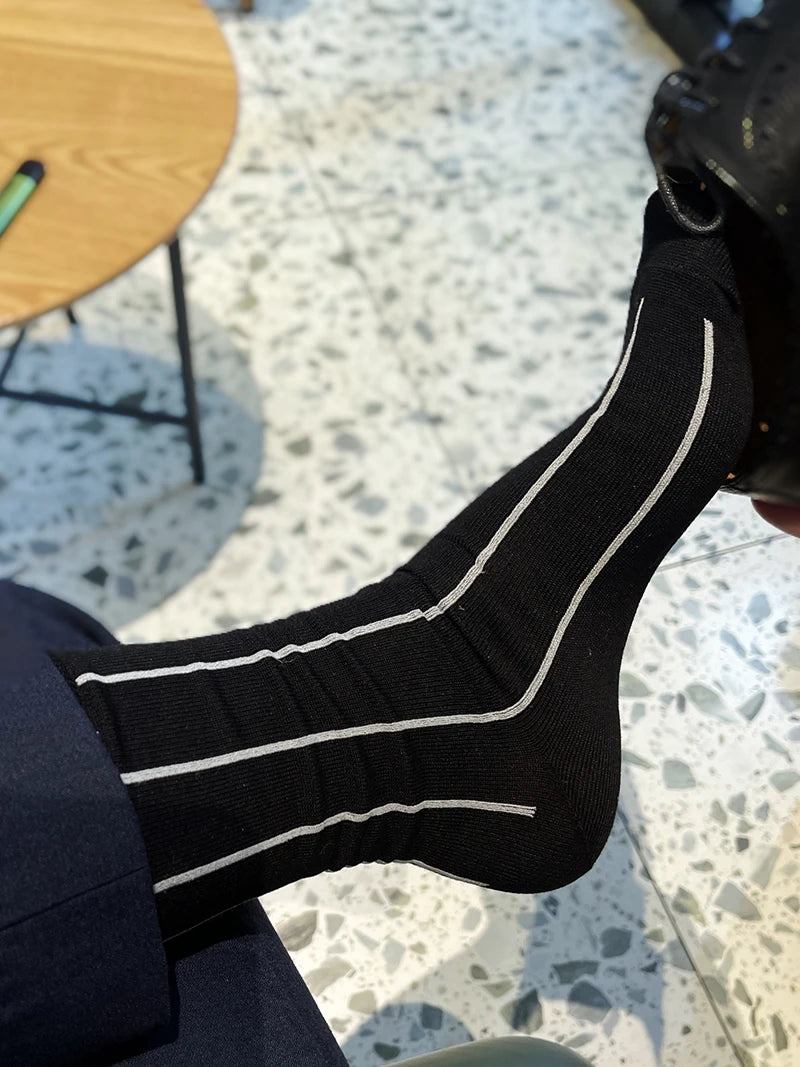 Calcetines de vestir para hombre, medias negras de negocios, de algodón, para vestir, hombres formales, a la moda