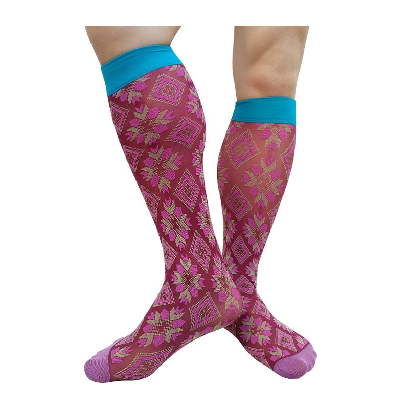 Calcetines largos hasta la rodilla para hombre, Jacquard