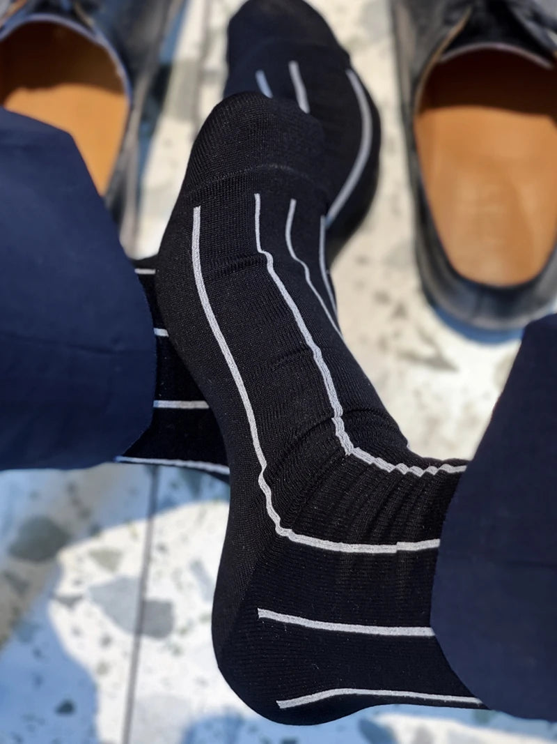 Calcetines de vestir para hombre, medias negras de negocios, de algodón, para vestir, hombres formales, a la moda