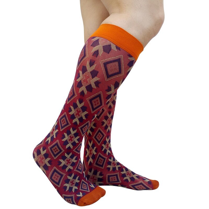 Calcetines largos hasta la rodilla para hombre, Jacquard