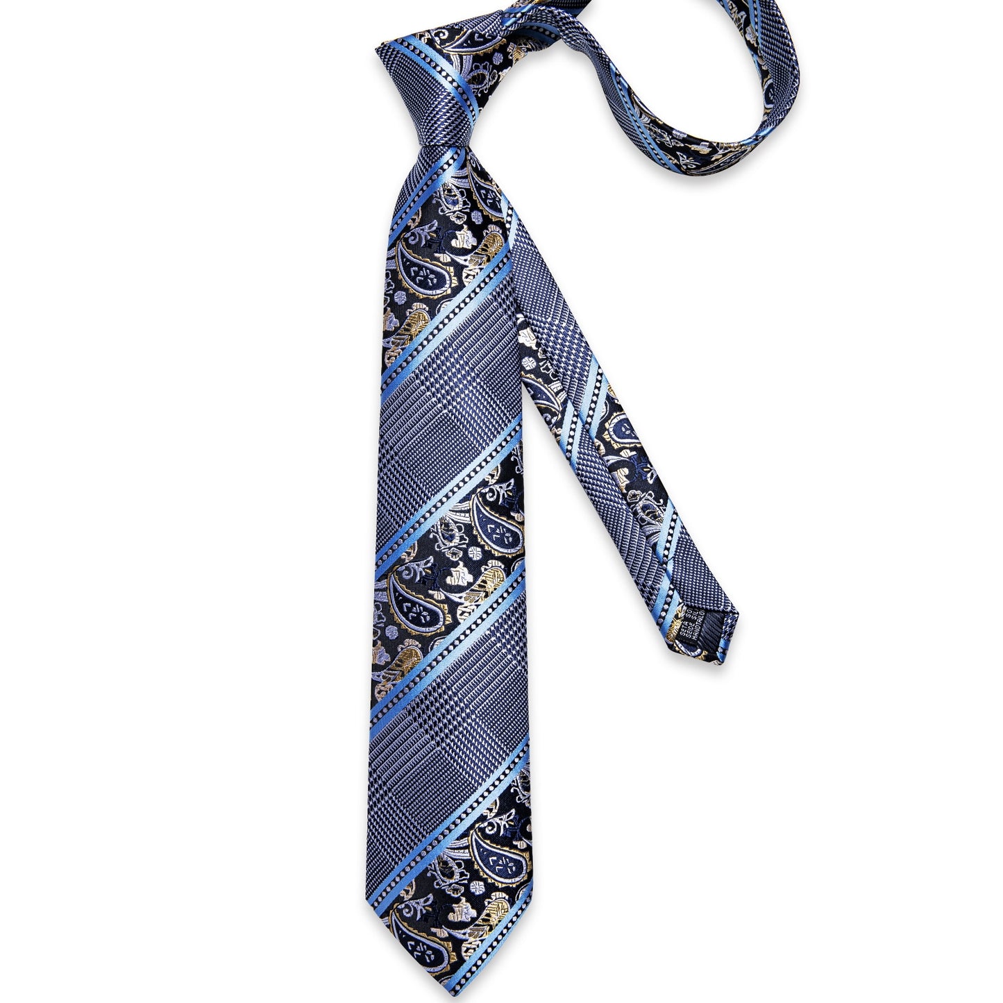 Designer Striped Floral Paisley Light Blue Silk Ties for Bussiness Men