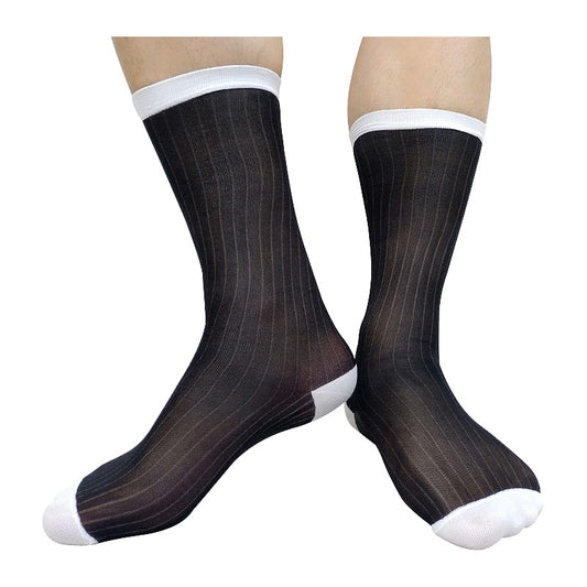 Calcetines de vestir a rayas para hombre, medias de tubo alto